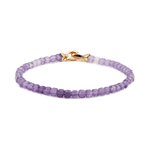 Amethyst February birthstone bracelet with 4x4mm beads and golden clasp, symbolizing spirituality and peace.