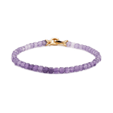 Amethyst February birthstone bracelet with 4x4mm beads and golden clasp, symbolizing spirituality and peace.