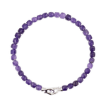 Amethyst February birthstone bracelet for men, featuring 4x4mm beads and a 925 sterling silver clasp.
