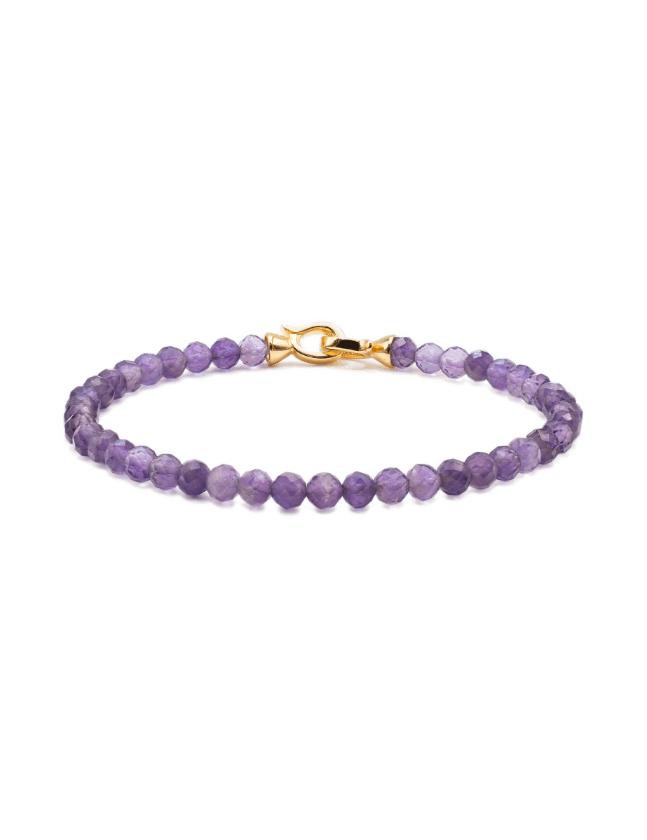 Spirituality  Amethyst February Birthstone Faceted Bracelet 4mm for men