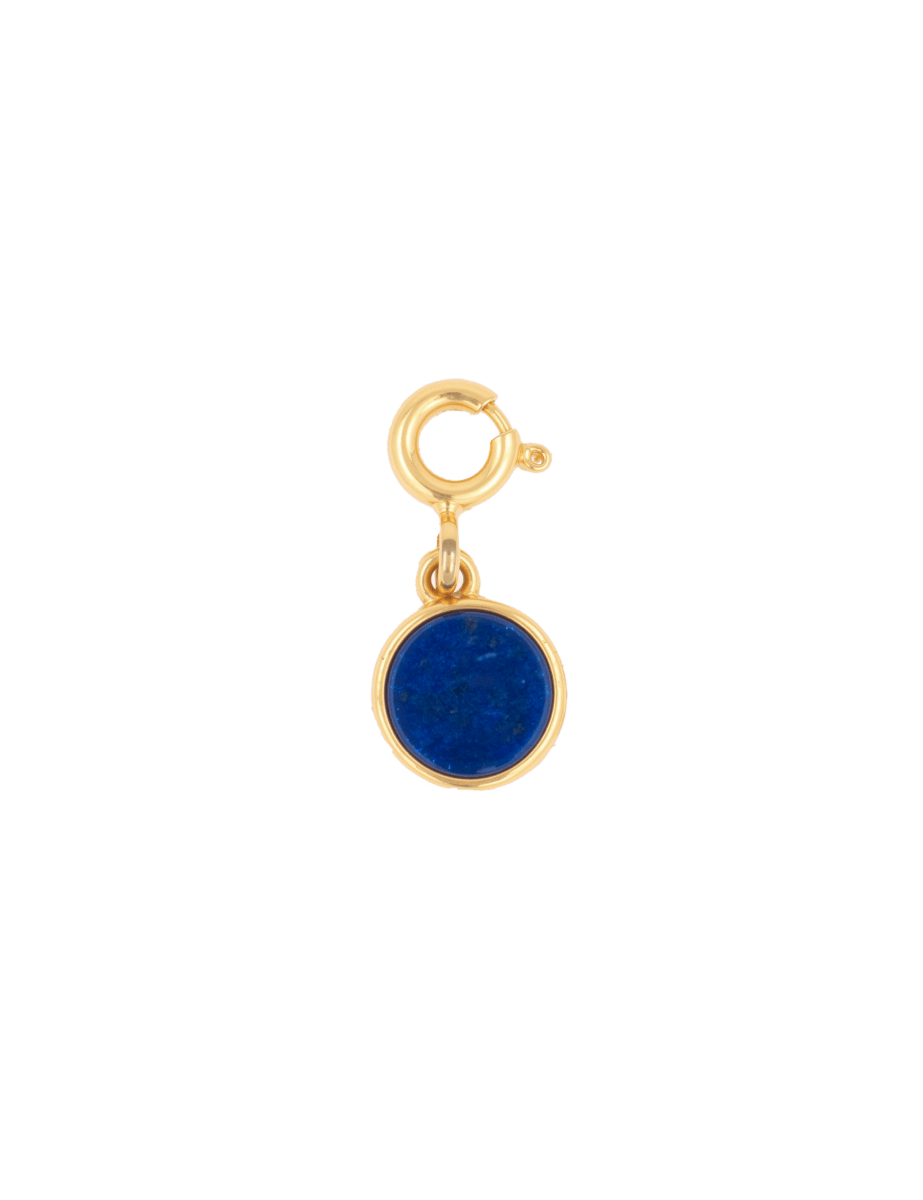 Round deep blue edged charm symbolizing spirituality, intuition, and personal growth with gold accents.