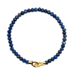 Elegant Lapis Lazuli bracelet for men, featuring 3x4mm faceted beads and golden clasp for spiritual connection.