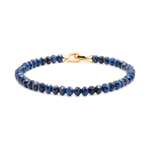 Elegant Lapis Lazuli bracelet with 3x4mm beads and gold clasp, ideal for men's spiritual journeys.