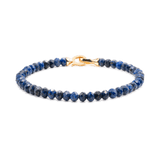 Elegant Lapis Lazuli bracelet with 3x4mm beads and gold clasp, ideal for men's spiritual journeys.