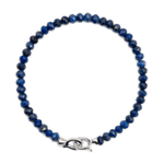Elegant Lapis Lazuli bracelet for men with 3x4mm beads and 925 sterling silver clasp, enhancing wisdom and intuition.