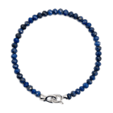 Elegant Lapis Lazuli bracelet for men with 3x4mm beads and 925 sterling silver clasp, enhancing wisdom and intuition.