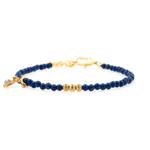 Spirituality Lapis Lazuli dainty bracelet with silver spacer bead and Tourmaline charm for protection and insight.