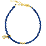 Lapis Lazuli dainty bracelet with silver spacer bead and tourmaline charm, perfect for spiritual insight and protection.