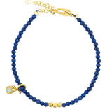 Lapis Lazuli dainty bracelet with silver spacer bead and tourmaline charm, perfect for spiritual insight and protection.