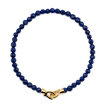 Elegant 4mm Lapis Lazuli faceted bracelet for men with gold clasp, enhancing wisdom and spiritual connection.