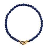 Elegant 4mm Lapis Lazuli faceted bracelet for men with gold clasp, enhancing wisdom and spiritual connection.