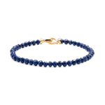 Elegant Lapis Lazuli faceted bracelet for men, 4mm beads, 925 sterling silver clasp, enhances intuition and inner peace.