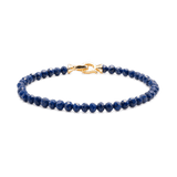 Elegant Lapis Lazuli faceted bracelet for men, 4mm beads, 925 sterling silver clasp, enhances intuition and inner peace.