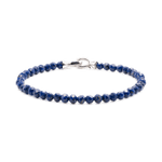 Elegant Lapis Lazuli faceted bracelet for men with 925 sterling silver clasp, promoting wisdom and inner peace.