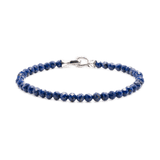 Elegant Lapis Lazuli faceted bracelet for men with 925 sterling silver clasp, promoting wisdom and inner peace.
