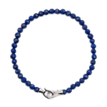 Elegant 4mm faceted Lapis Lazuli bracelet for men with 925 sterling silver clasp, enhancing wisdom and inner peace.