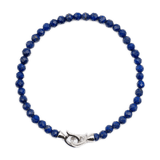 Elegant 4mm faceted Lapis Lazuli bracelet for men with 925 sterling silver clasp, enhancing wisdom and inner peace.