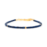 Lapis Lazuli faceted bracelet with silver spacer bead, promoting wisdom and clarity for spiritual growth.