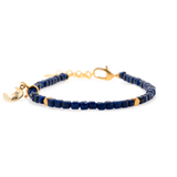 Spirituality Lapis Lazuli bracelet with silver spacer bead and moon charm, promoting wisdom and intuitive guidance.