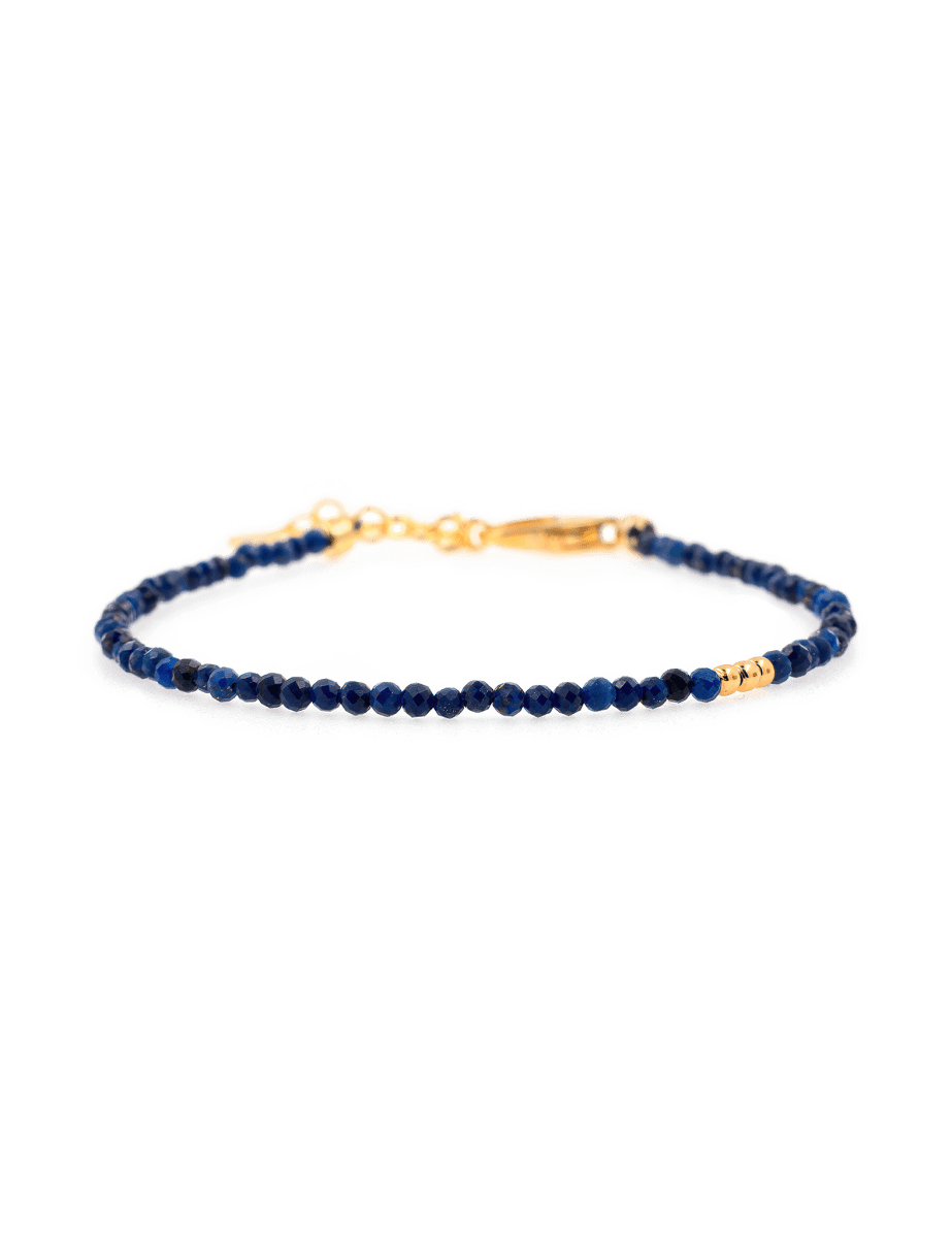 Spirituality Lapis Lazuli bracelet with silver spacer beads for wisdom and self-expression.