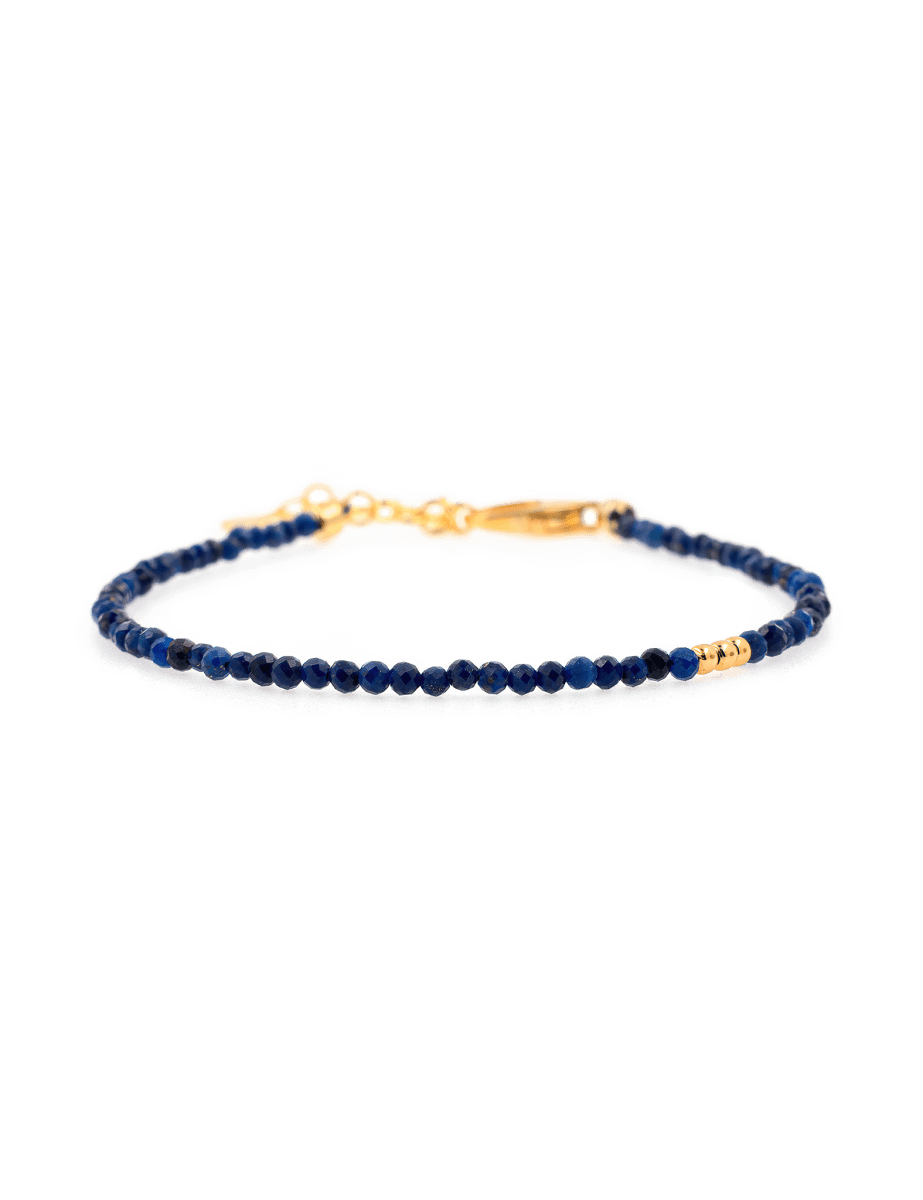 Spirituality Lapis Lazuli bracelet with silver spacer beads for wisdom and self-expression.