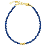 Lapis Lazuli faceted dainty bracelet with gold spacer beads for wisdom and self-expression.