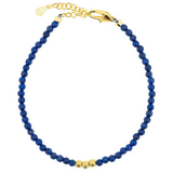 Lapis Lazuli faceted dainty bracelet with gold spacer beads for wisdom and self-expression.