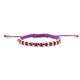Spirituality Purple Italian Macramé Bracelet with Gold-Plated Beads (0.5+ Micron)