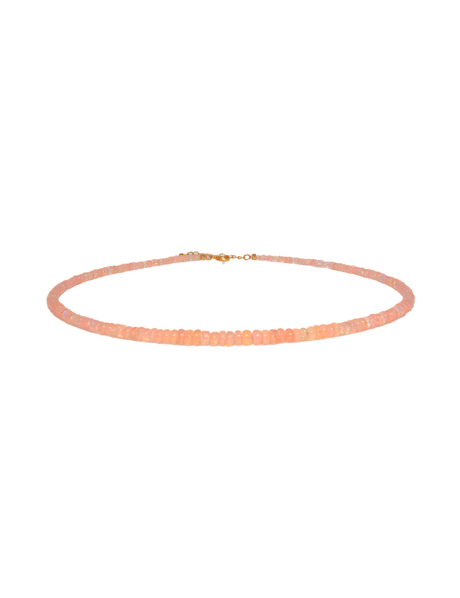 Success Orange Opal Faceted Necklace with 925 sterling silver clasp, symbolizing confidence and vitality.