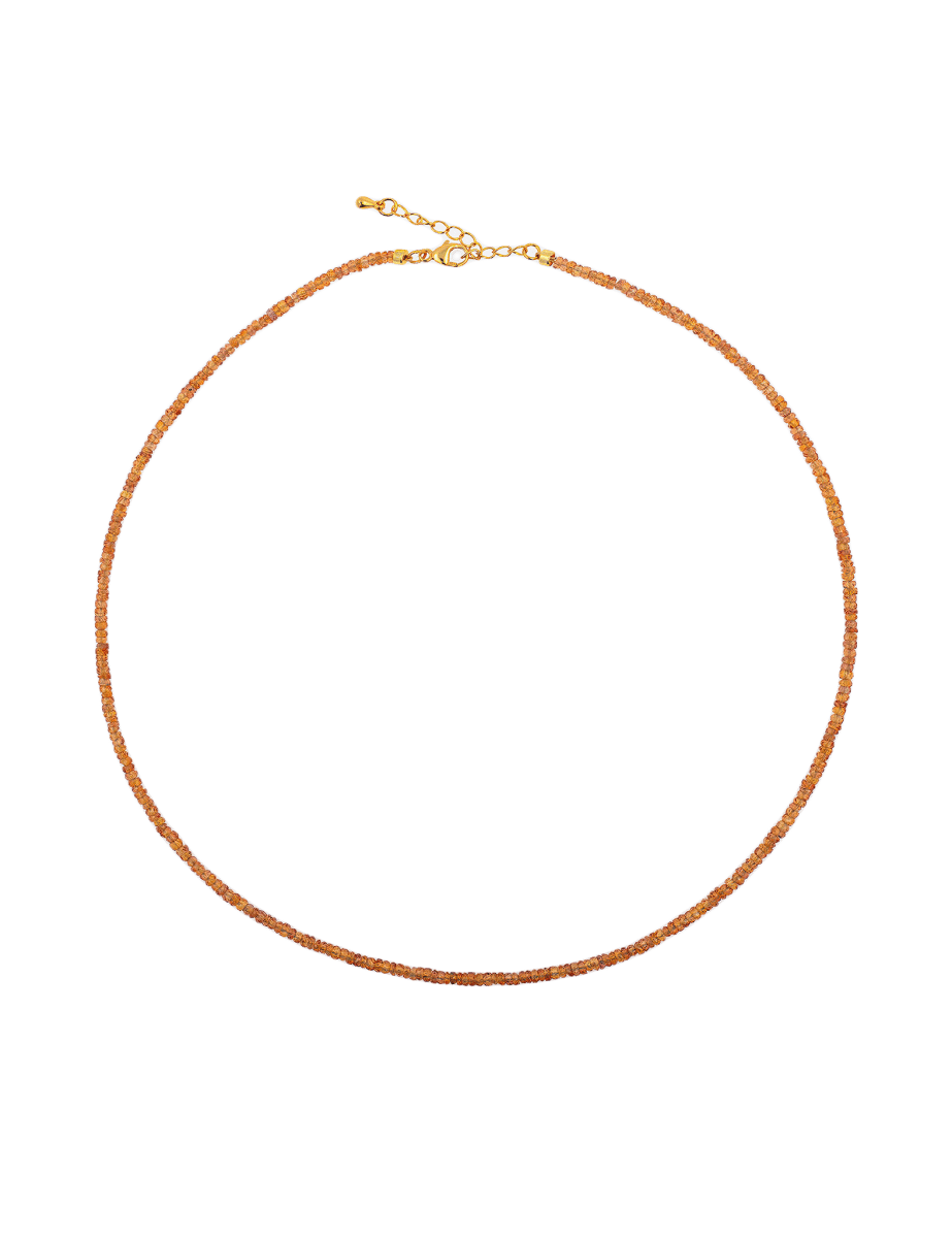 Success Orange Sapphire Faceted Dainty Necklace with 925 sterling silver clasp, symbolizing creativity and ambition.