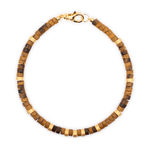Tiger's Eye and gold-plated sterling silver faceted bracelet for men, 4x2mm, symbolizing success and confidence.