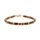 Tiger's Eye and gold-plated sterling silver bracelet for men, enhancing confidence and strength, 4x2mm beads.