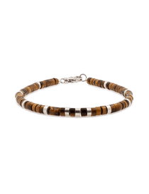 Tiger's Eye and sterling silver faceted bracelet for men, handcrafted with 4x2mm beads for confidence and style.