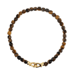 Success Yellow Tiger’s Eye bracelet for men, 4x4mm beads, 925 sterling silver clasp, promoting clarity and confidence.