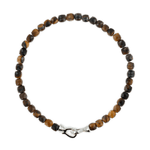 Success Yellow Tiger’s Eye bracelet for men with 4x4mm beads and a 925 sterling silver clasp.