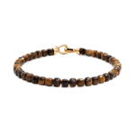 Success Yellow Tiger’s Eye bracelet for men, 4x4mm beads, 925 sterling silver clasp, promoting courage and personal power.