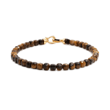 Success Yellow Tiger’s Eye bracelet for men, 4x4mm beads, 925 sterling silver clasp, promoting courage and personal power.
