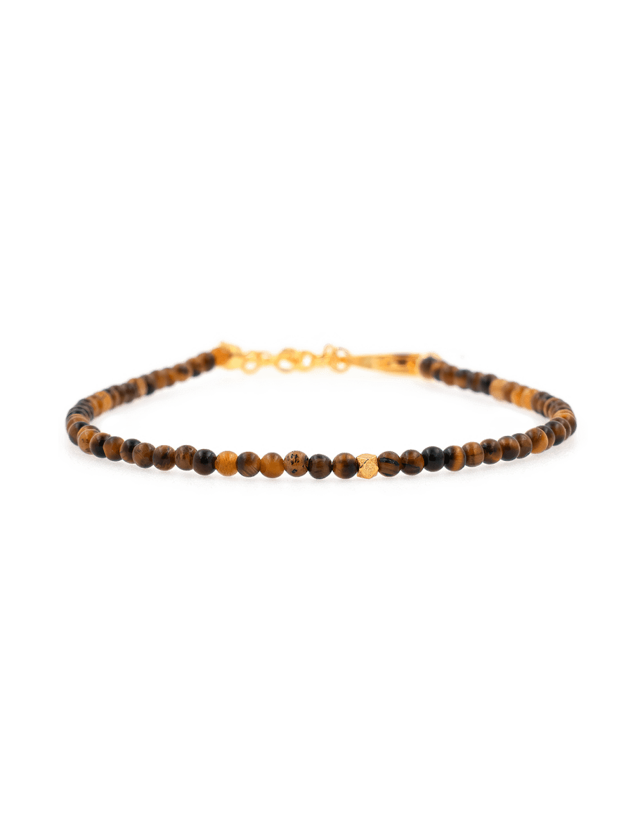 Yellow Tiger's Eye bracelet with gold-plated silver spacer beads, symbolizing confidence and personal strength.