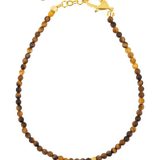 Yellow Tiger’s Eye dainty bracelet with gold-plated silver spacer beads for empowerment and confidence.