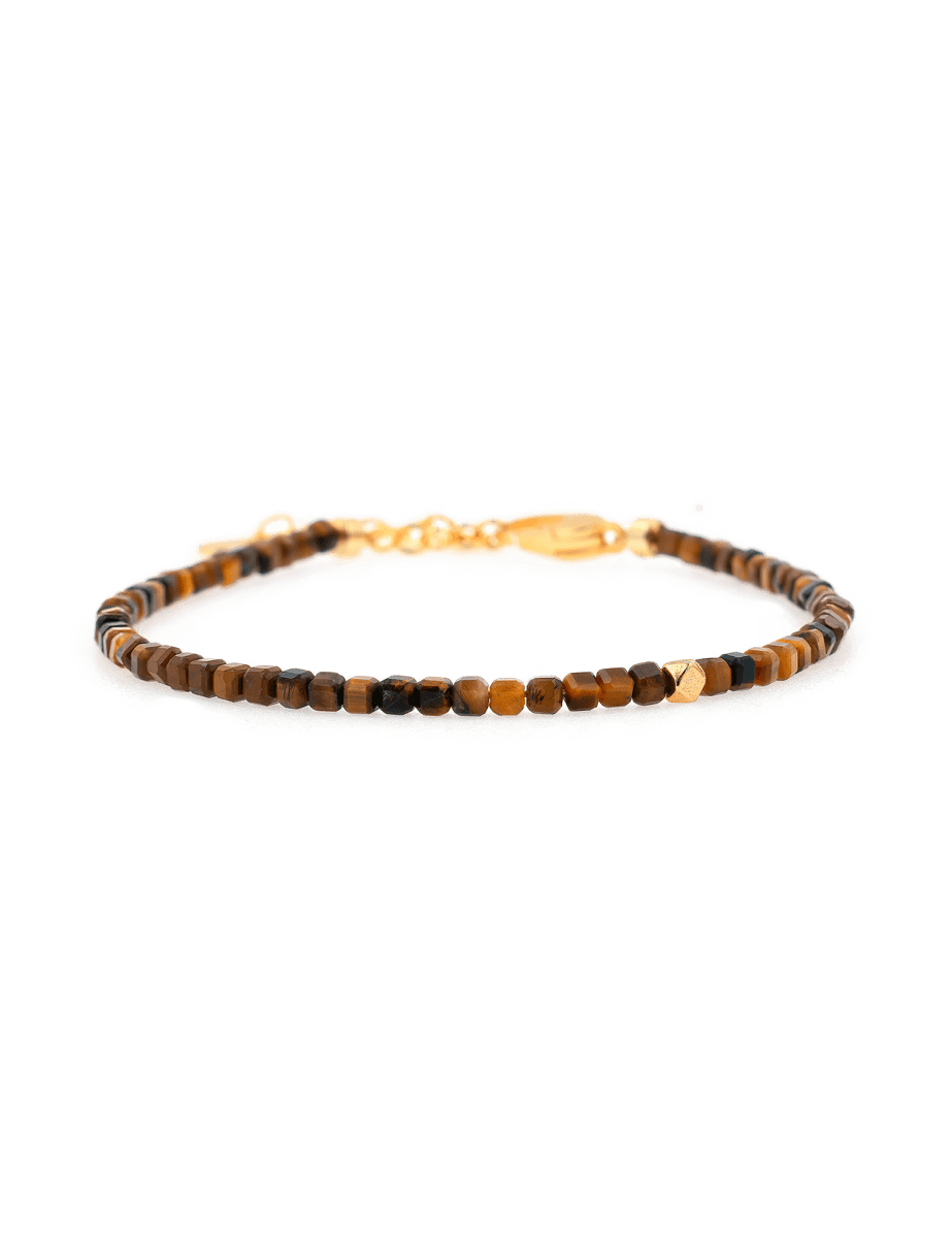 BEAMMORE Tiger’s Eye Beaded Sterling Silver Bracelet – Beaded Gemstone Jewelry