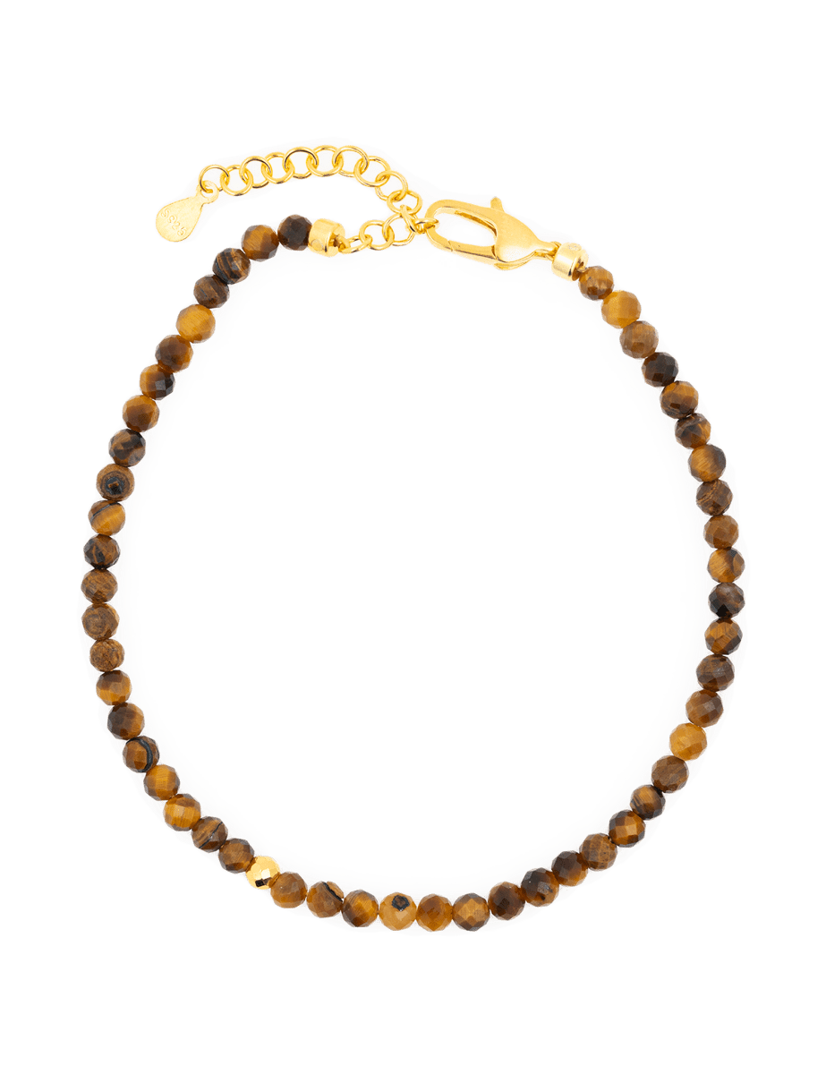 Success Yellow Tiger's Eye dainty bracelet with silver spacer bead for confidence and motivation.