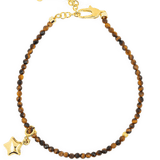 Success Yellow Tiger’s Eye Faceted Dainty Bracelet with Silver Spacer Bead & Star Charm 2mm