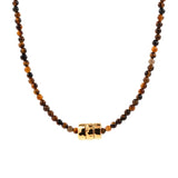 Sucess Tiger’s Eye Dainty Necklace with Gold-Plated Nugget