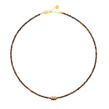 Sucess Tiger’s Eye Dainty Necklace with Gold-Plated Nugget
