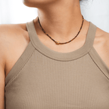 Sucess Tiger’s Eye Dainty Necklace with Gold-Plated Nugget