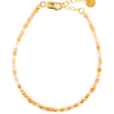 Sunstone Faceted Dainty Bracelet with Gold-Plated S925 Bead (2×2mm)