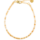 Sunstone Faceted Dainty Bracelet with Gold-Plated S925 Bead (2×2mm)