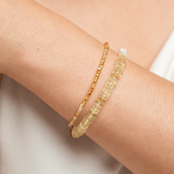 Sunstone Faceted Dainty Bracelet with Gold-Plated S925 Bead (2×2mm)