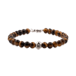 Tiger eye bracelet for men with 6mm beads and sterling silver zodiac spacer beads, promoting confidence and focus.