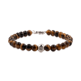 Tiger Eye bracelet for men with sterling silver zodiac spacer beads, featuring 6mm beading for confidence and focus.